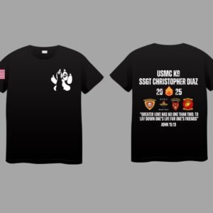 USMC K9 SSgt Christopher Diaz tribute T-shirt with unit insignia